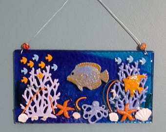 Ocean Fish Suncatcher/ Fused Glass/ FREE SHIPPING