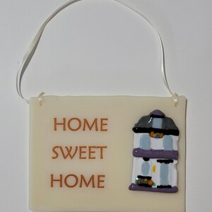 Home Sweet Home / Fused glass suncatcher/ FREE SHIPPPING