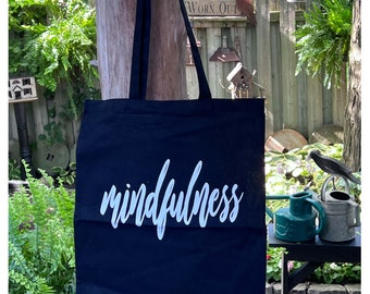 Mindfulness | Black Tote | Reusable Cotton Bag