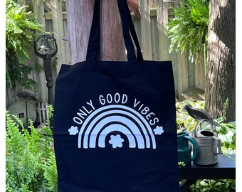 Only Good Vibes | Black Tote | Reusable Cotton Bag