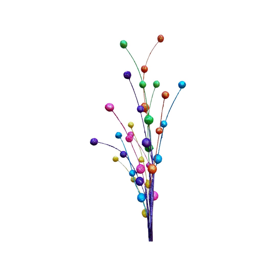 Easter Colored Glitter Ball Floral Spray, Vibrant Springtime Wreath