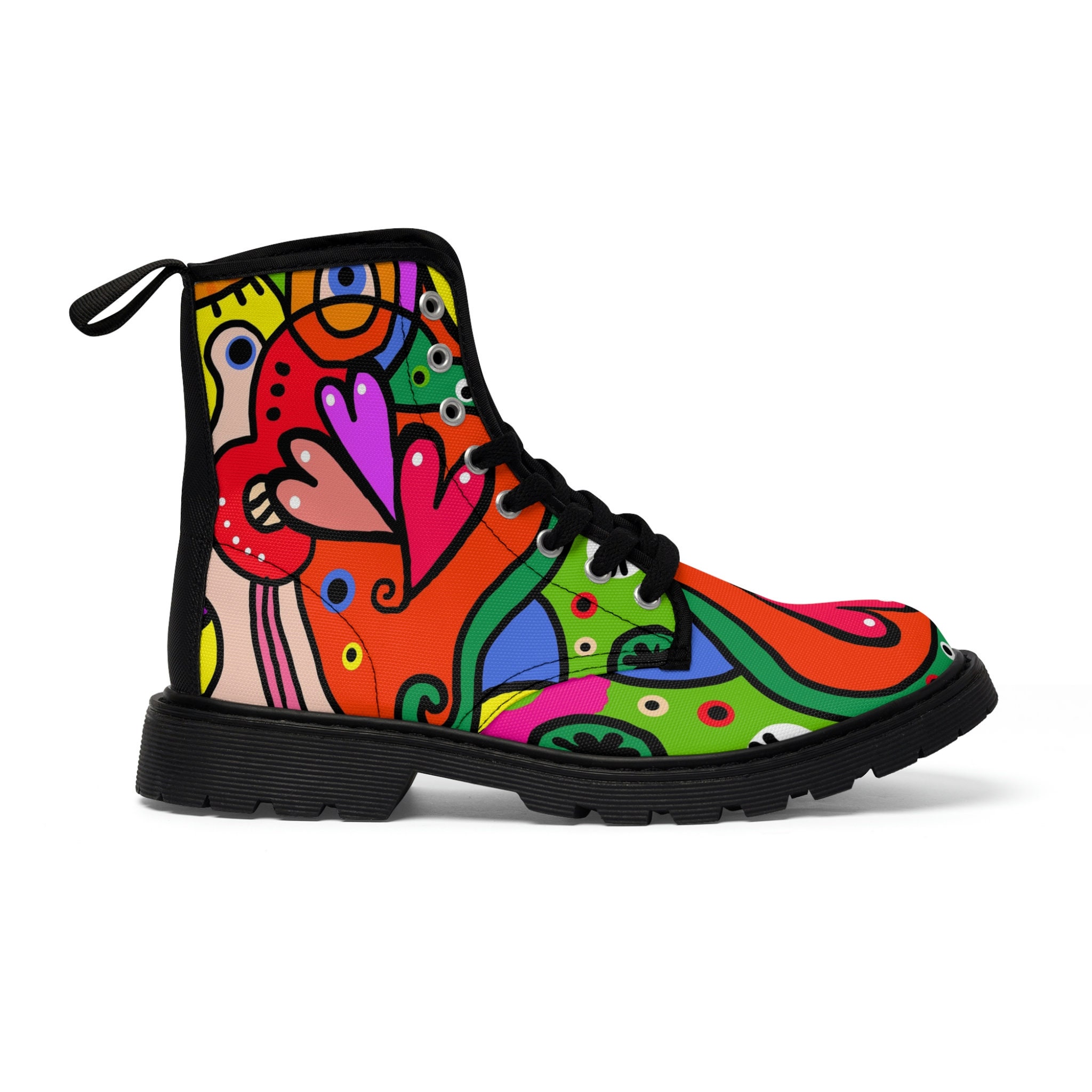 Graffiti Print Pattern Men Women Leather Boots