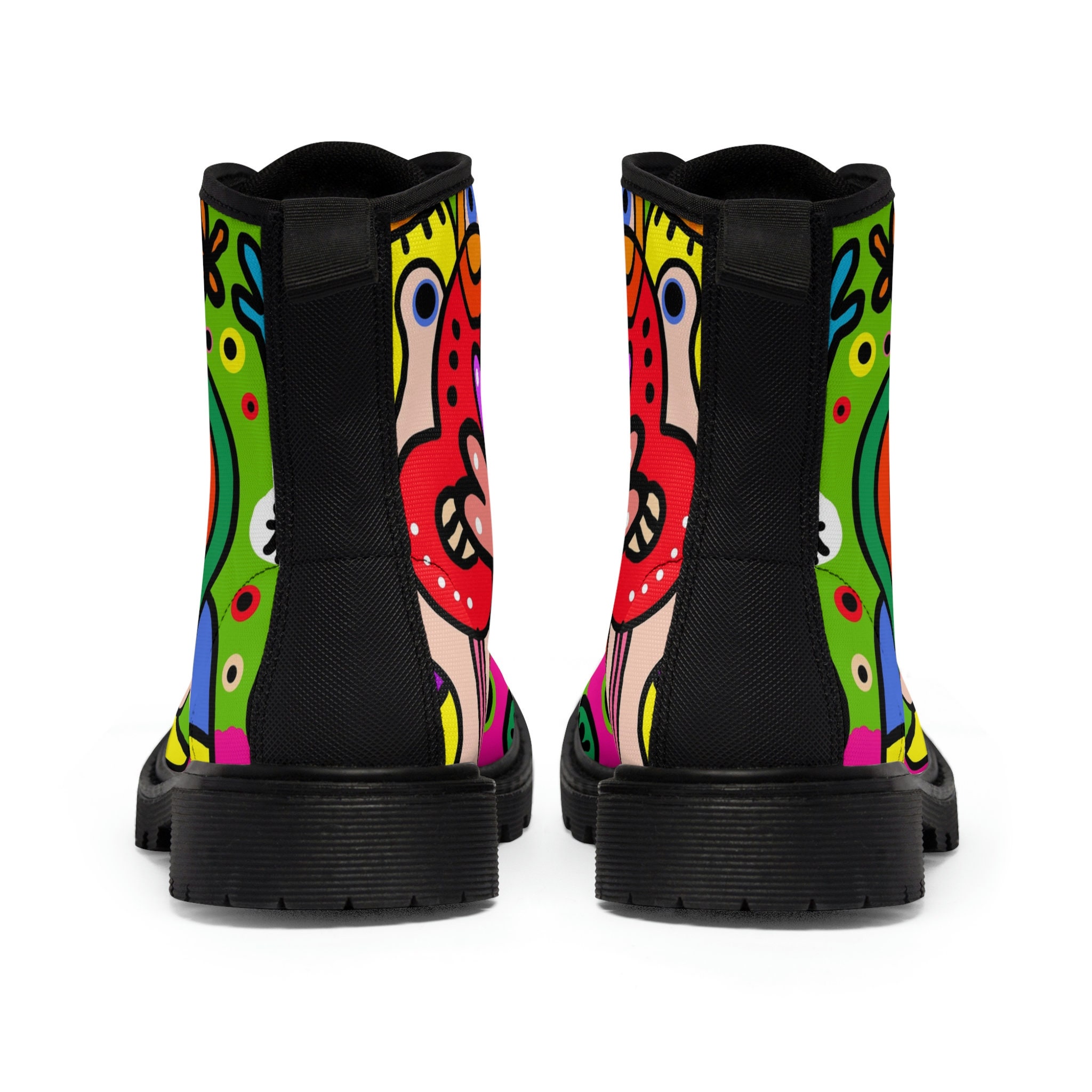 Graffiti Print Pattern Men Women Leather Boots main image 1