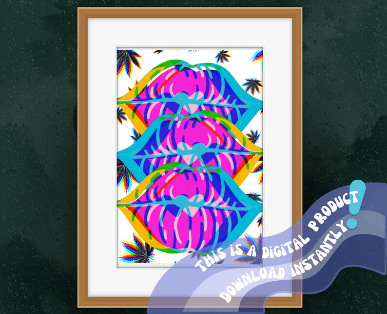 Lip Lovers, Digital Wall Art Collection, Kiss Lips, Lips, Trippy, Weed