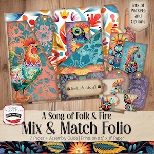 Mexican Days Junk Journal Folio | Papéis do México para impressão, enfeites, kit de artesanato