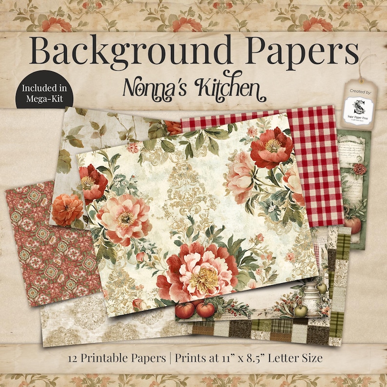 Nonna's Kitchen Junk Journal Kit | Vintage Italian Recipe Ephemera ...