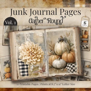 Plaid Pumpkin Junk Journal Pages Vol 1 | Grungy Autumn Pages & Ephemera SP108
