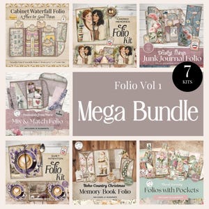 Printable Folio Bundle Vol 1 | 7 Junk Journal Folio Kits, Interactive Paper Craft Projects