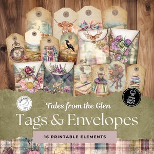 Etiquetas y sobres para diarios basura de Scotland Tales from the Glen / Álbum de recortes vintage Fraser inspirado en Outlander, estilo Sassenach escocés SP023