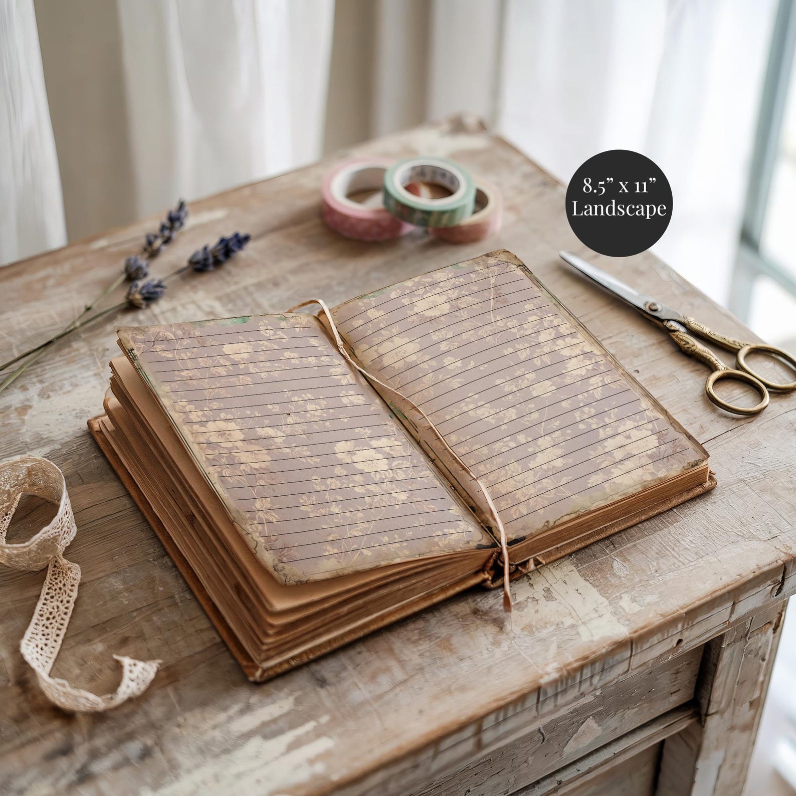 Spring Floral Lined Junk Journal Pages | Printable Vintage Style ...