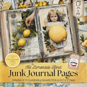 Kit vintage de páginas para diario de basura con limón: collage de papel vintage, álbumes de recortes y creación de tarjetas imprimibles SP052