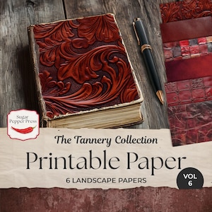 Masculine Junk Journal Digital Paper, The Tannery Collection Vol 6 Afdrukbare leertextuur voor rustieke scrapbooking en knutselen PP001