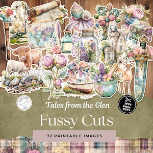 Kit Diário Junk Tales from the Glen Fussy Cuts | Digital Ephemera Floral Outlander Instant Printable Sasseach Fraser Scottish SP023