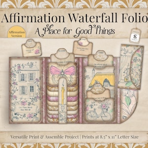 Diario de primavera con diseño de cascada de bolsillo, kit imprimible con frases vintage shabby chic, JPG, PDF, SVG, descarga instantánea, Peony SP078