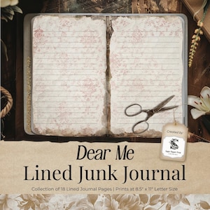 Kit de journalisation indésirable de pages de journal roses vierges ligné, papier imprimable neutre shabby chic, artisanat vintage floral, téléchargement scrapbooking PP008