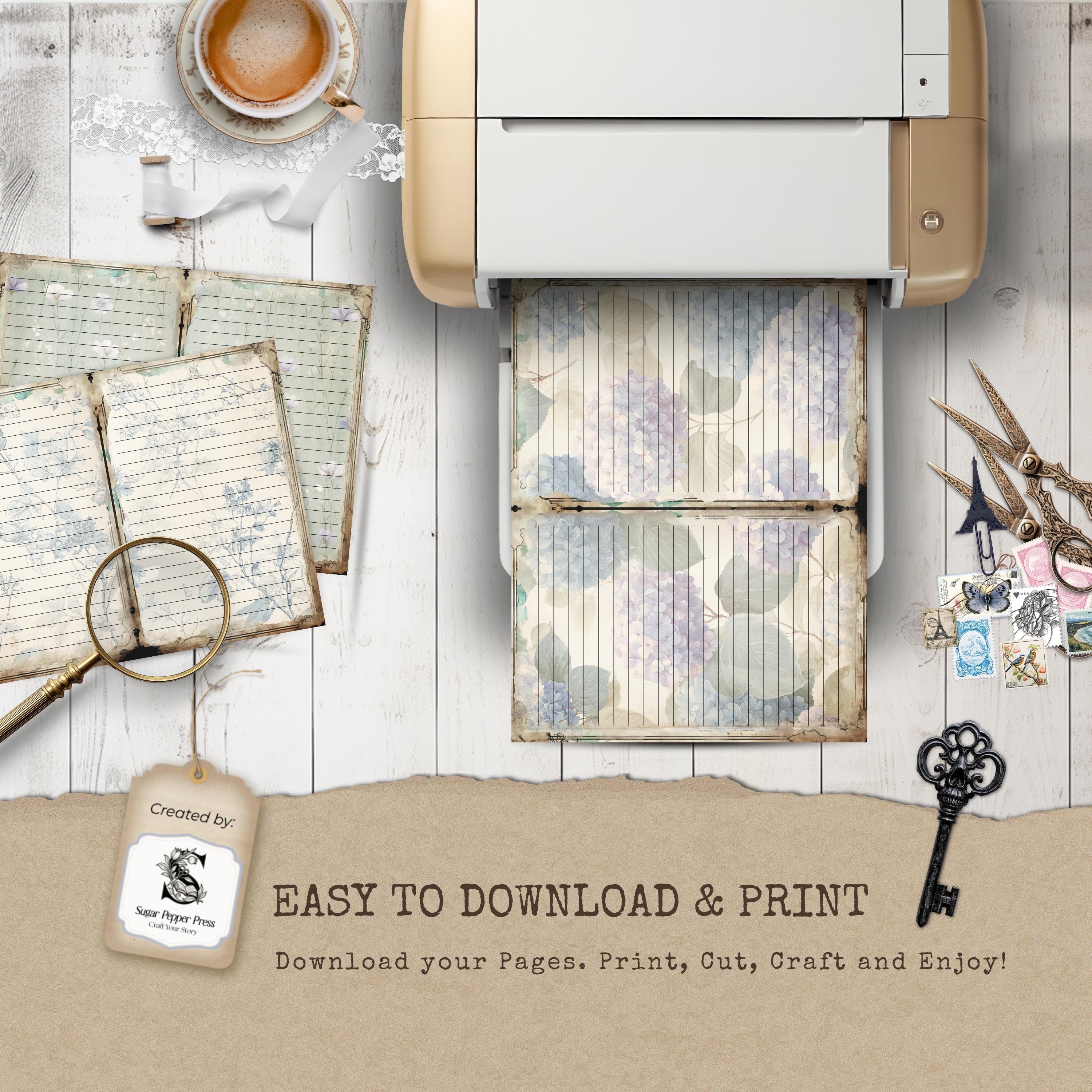 Spring Floral Lined Junk Journal Pages | Printable Vintage Style ...