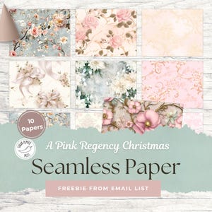 Papeles navideños sin costuras de color rosa Regency / Obsequio por correo electrónico Vintage Digital Elegante Floral Álbum de recortes Diario basura Kit Tarjetas SP011 FORMERFREE