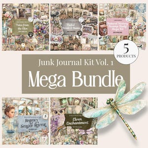 Junk Journal Mega Kit Bundle Vol 1, Scrapbook Seiten (Digitaler Download)