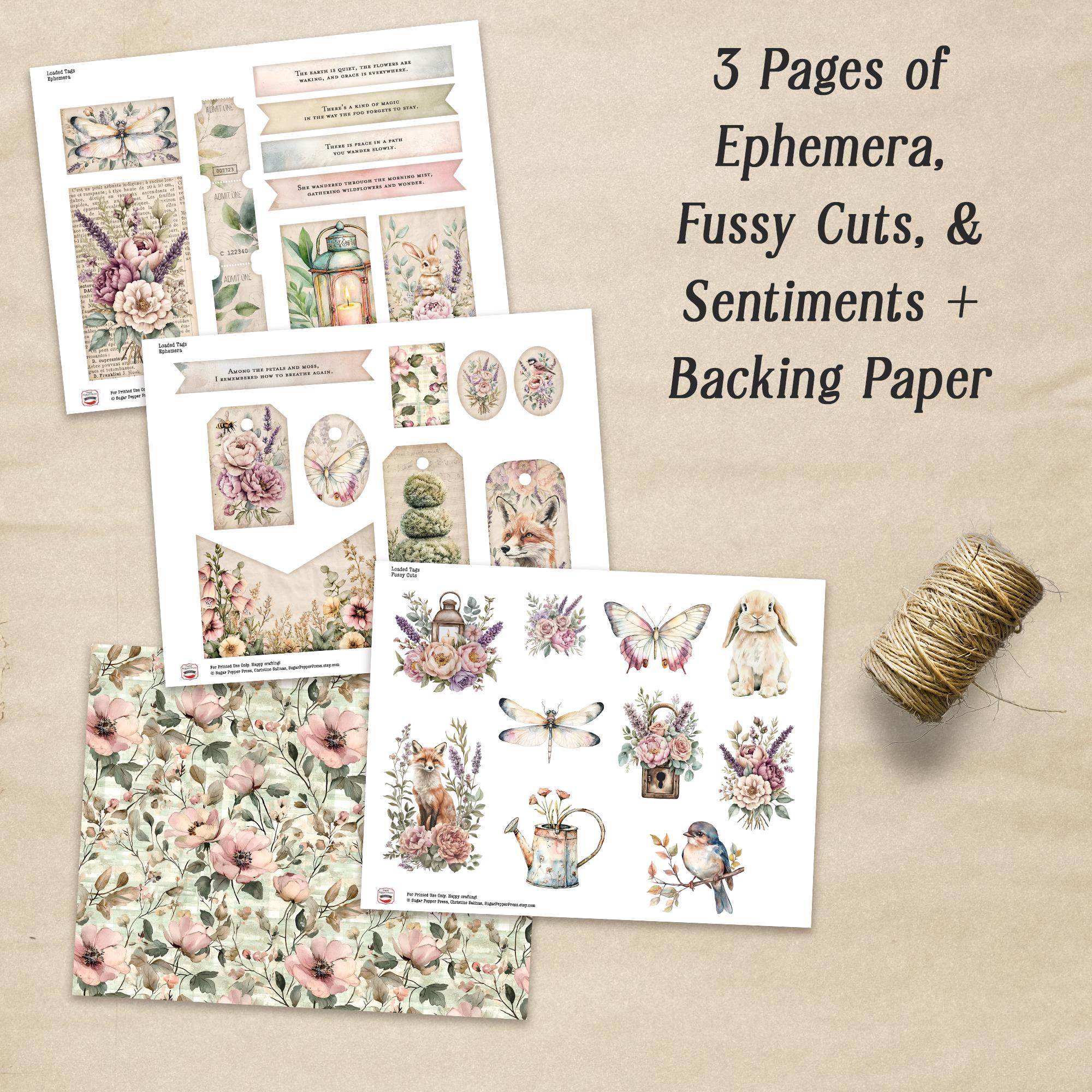 Shabby Chic Loaded Tags, Woodland Animals Vintage Printable Ephemera ...