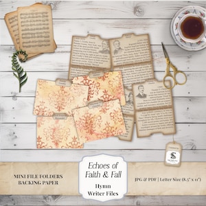 Hymn Writers Mini Files | Faith Junk Journal Ephemera (Digital Download) SP019