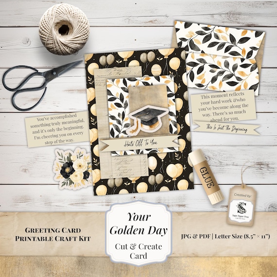 grad card diy Graduation DIY: How to Make a Cute and Easy Money Card Holder Graduation Card Kit, Black Gold