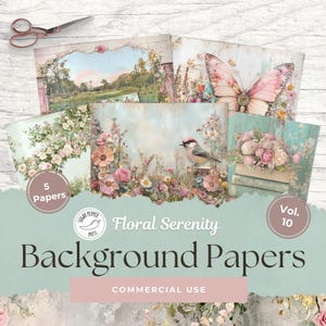 Country Cottage Life Collage Achtergrondpapier Vol 10| Digitale vintage bloemenbedel plakboek Junk Journal Ambachten Dromerige scènes 11 x 8,5 SP015
