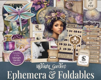 Dragonfly Dreams Junk Journal Ephemera, Fairytale Envelopes, Pockets (Digital Download) SP064