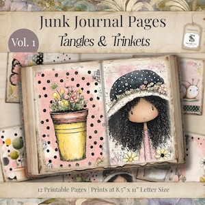 Kit Cottage Girl para Páginas de Diário de Lixo, Download Digital Country Shabby Chic, Materiais de Artesanato para Imprimir, Scrapbook Rosa SP072