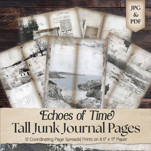 Masculine Tall Skinny Junk Journal Pages, Essentials Neutral Printable Digital Download Craft Pages for Men Vintage Scrapbook Supplies TS001