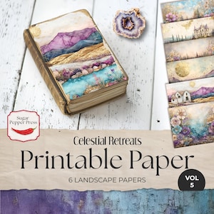 Celestial Retreats Astonomy Background Papers Volume 5 | Digitale papieren kosmische sterren en maan voor logboeken, plakboeken en knutselen SP044