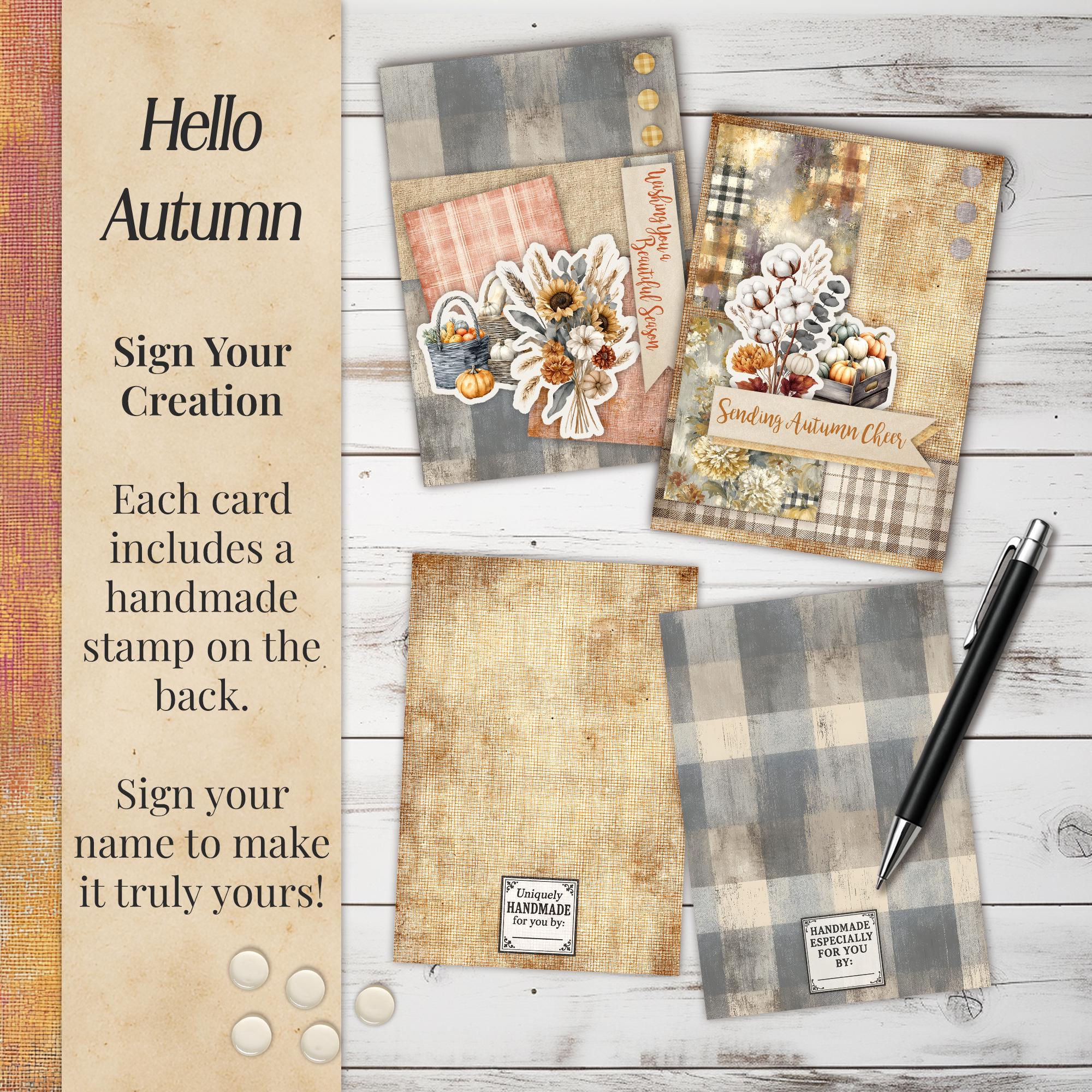 Pumpkin Plaid Card Making Kit – DIY Autumn Cards (printable PDF & JPG ...