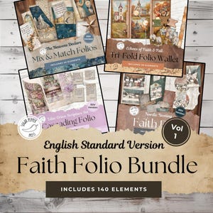 Pacote de Diário Faith Junk | Kits Bíblicos ESV com temas das Escrituras, Nórdico Aconchegante e Noite Estrelada | Elementos Cristãos, 140 elementos