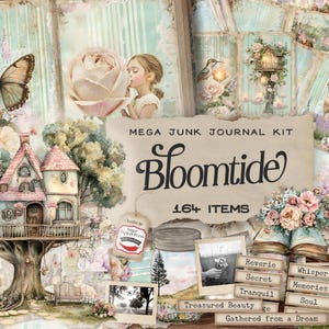 Journal indésirable du jardin de la rêverie printanière, méga kit floral shabby chic, vintage nature boisée, éphémères imprimables, scrapbooking, SP061