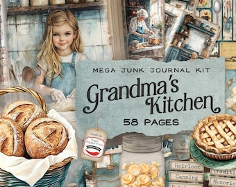 Grandma's Kitchen Junk Journal Kit, Vintage Cooking Ephemera (Digital Download) SP055