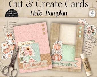 Pink Pumpkin Card Making Kit – DIY Autumn Cards (Printable)