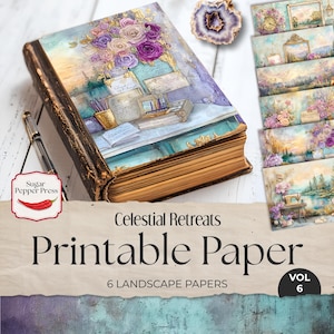 Celestial Junk Journal Digital Papers deel 6 | Grillige sterren, maan en kosmische achtergronden voor scrapbooking SP044