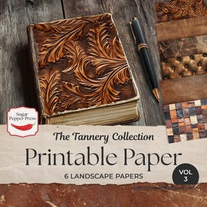 Masculine Junk Journal Digital Paper, The Tannery Collection Vol 3 Afdrukbare leertextuur voor rustieke scrapbooking en knutselen PP001