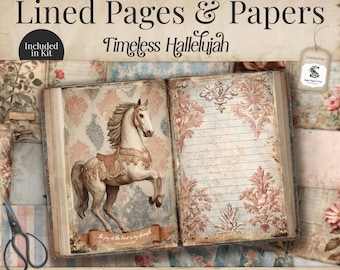 Lined Scripture Writing Junk Journal Pages, Printable Bible Faith Papers Vintage Shabby Chic Digital Download for Journaling Scrapbook SP006
