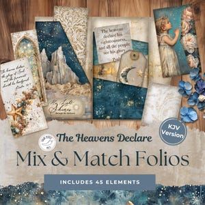 Heavens Declare mix-en-match foliokit | NBG Geschrift | Celestial Junk Journal Christian Faith Art voor plakboekverzen Moon Star SP027