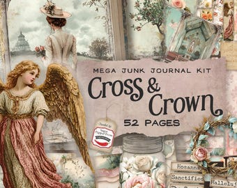 Christian Faith Junk Journal Mega Kit | Pockets, Ephemera, Pages, Papers, Tags, for Scrapbooking, Collage, & Cards, Easter For Sale SP054