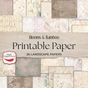 Digitaal product Junk Journal, Japans afdrukbaar papier, bloemen kersenbloesem, bamboe plakboek, sereen landschap, crafting Kit SP040