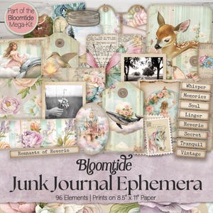 Spring Reverie Junk Journal Ephemera Dream Garden, Floral shabby Chic, Woodland Nature vintage, téléchargement imprimable, album Girly, SP061