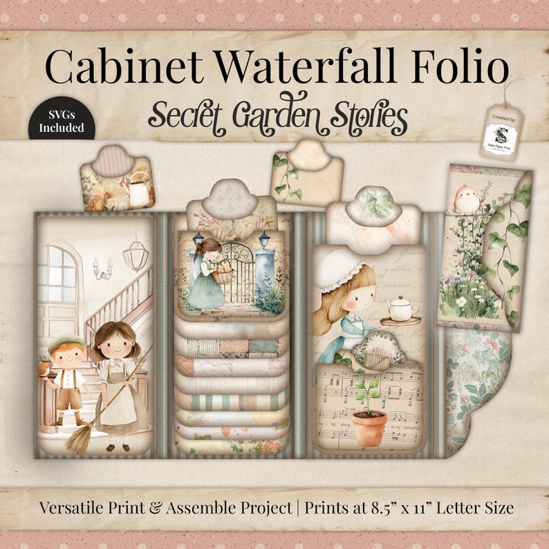 Secret Garden Junk Journal Kit: Printable Waterfall Folio (JPG, PDF ...