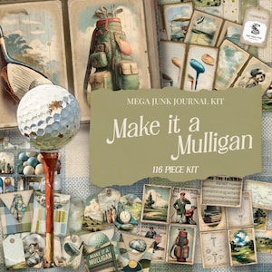 Kit Mega Diário de Golfe Vintage, Papéis Efêmeros Rústicos, Estilo Nostálgico, Masculino, com Estampa Xadrez, para Imprimir e Baixar Páginas de Scrapbook SP077