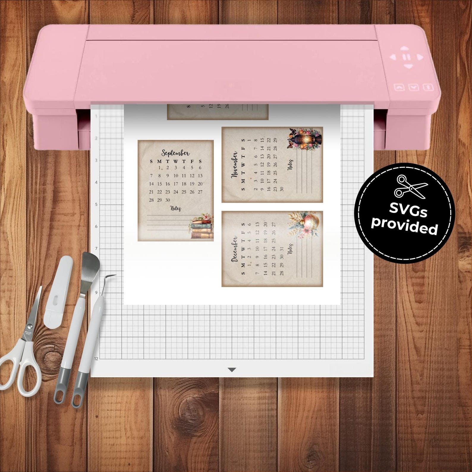 2025 Desk Calendar Refill Cards, Small Monthly Desktop, Junk Journal