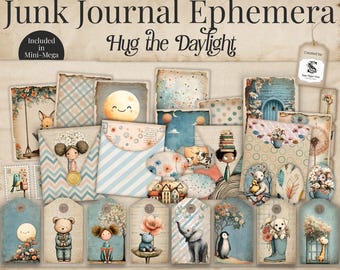 Diario infantil con efímeras, etiquetas y tarjetas imprimibles de estilo cottagecore (descarga digital) SP098
