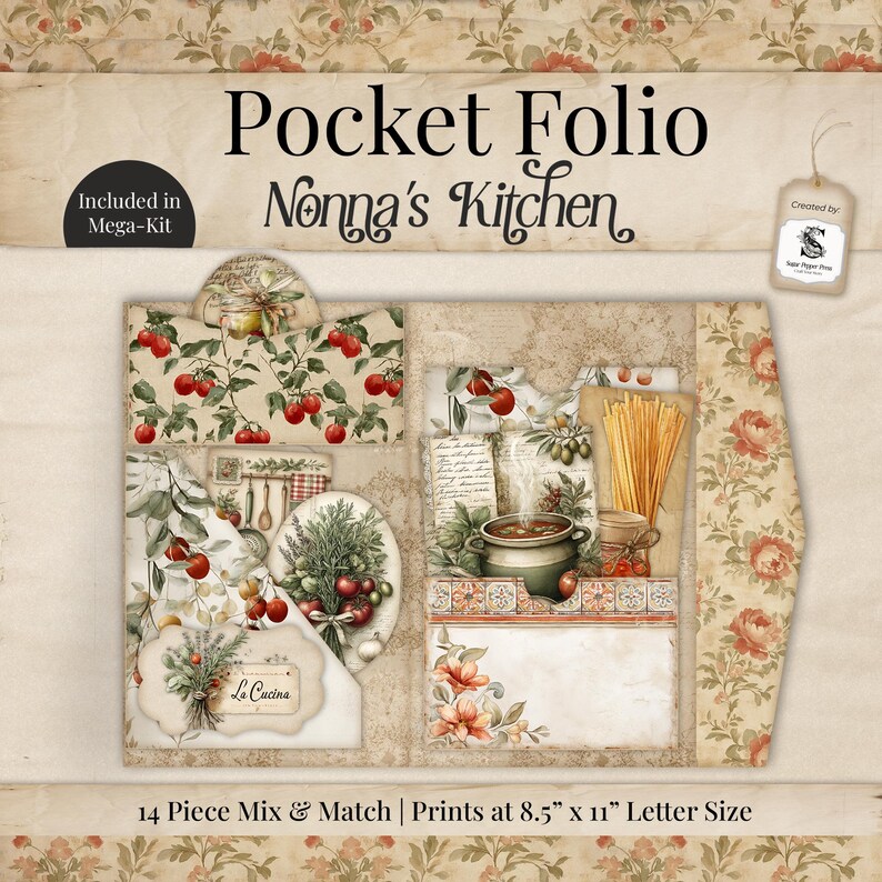 Nonna's Kitchen Junk Journal Kit | Vintage Italian Recipe Ephemera ...