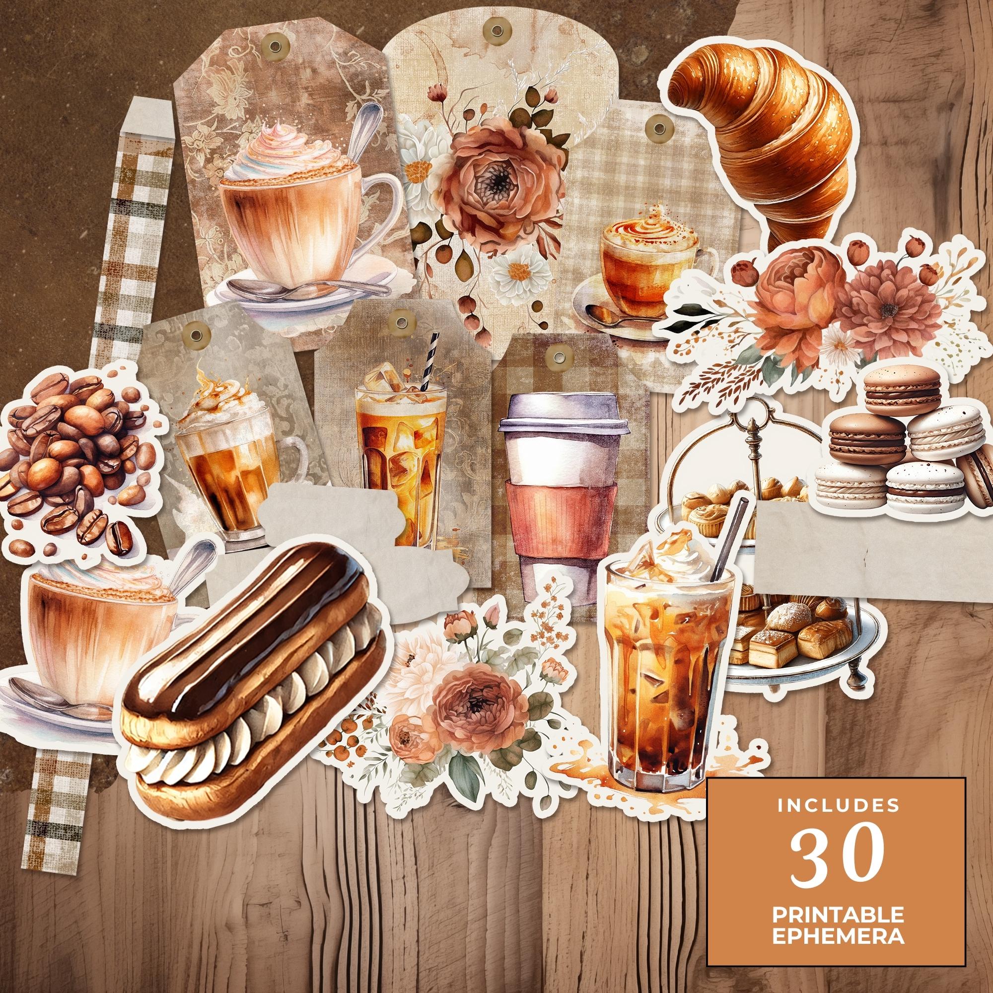 Vintage Coffee Folio Kit | Shabby Chic Printable Ephemera (digital ...