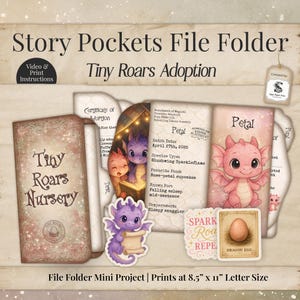 Adopt a Dragon Junk Journal Kit: Story Pockets File Folder (Digital Download)