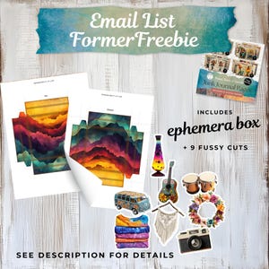Hippie Journal Junk Journal Ephemera Peace Liebe & Kurven| Freebie Ephemera Box Fussy Retro Boho VW Bus 60er 70er Vintage SP018 FORMERFREE